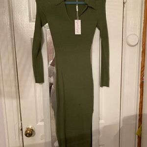 Petal & Pup Forest Green Long Sleeve Dress